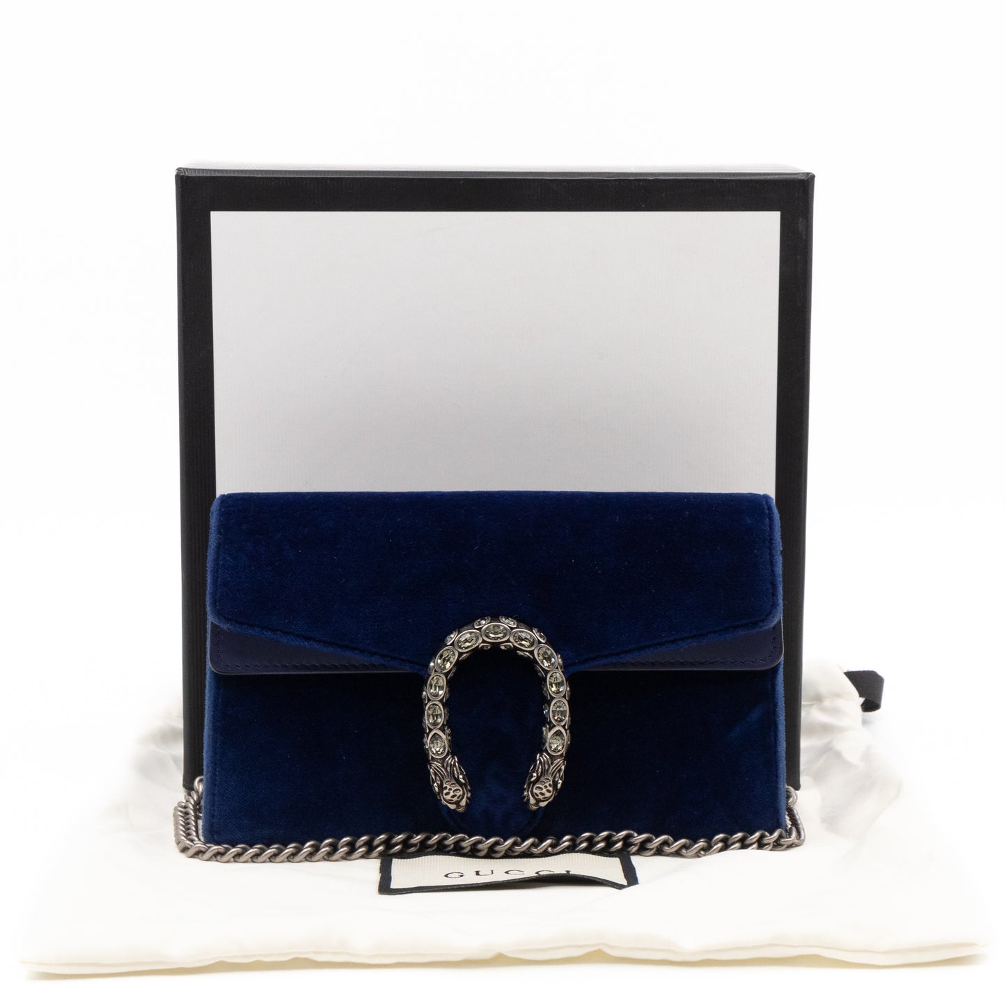 Dionysus Super Mini Blue Velvet Leather