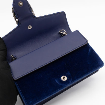 Dionysus Super Mini Blue Velvet Leather