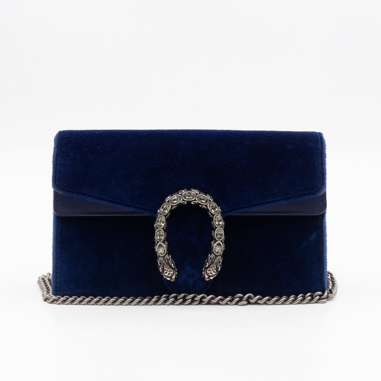 Dionysus Super Mini Blue Velvet Leather