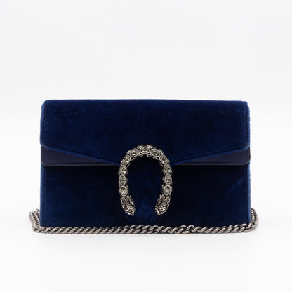 Dionysus Super Mini Blue Velvet Leather