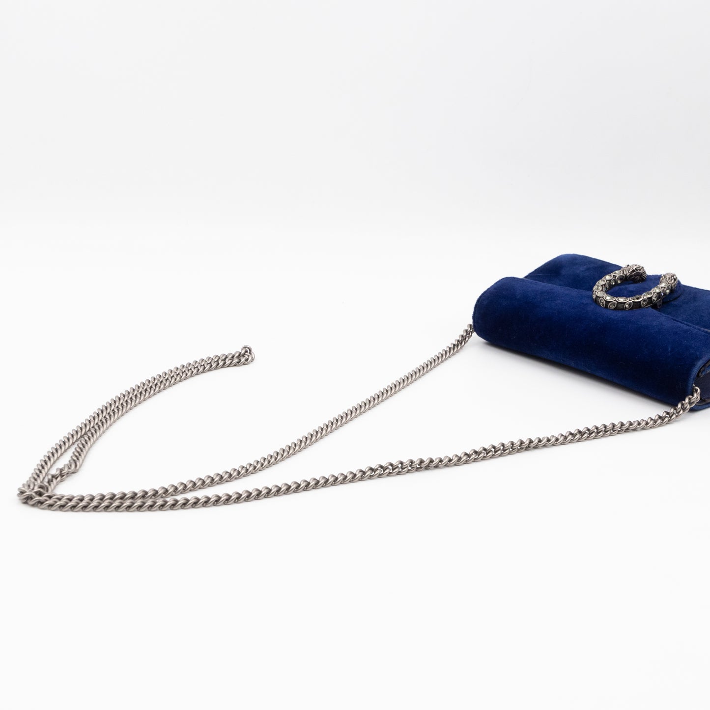 Dionysus Super Mini Blue Velvet Leather