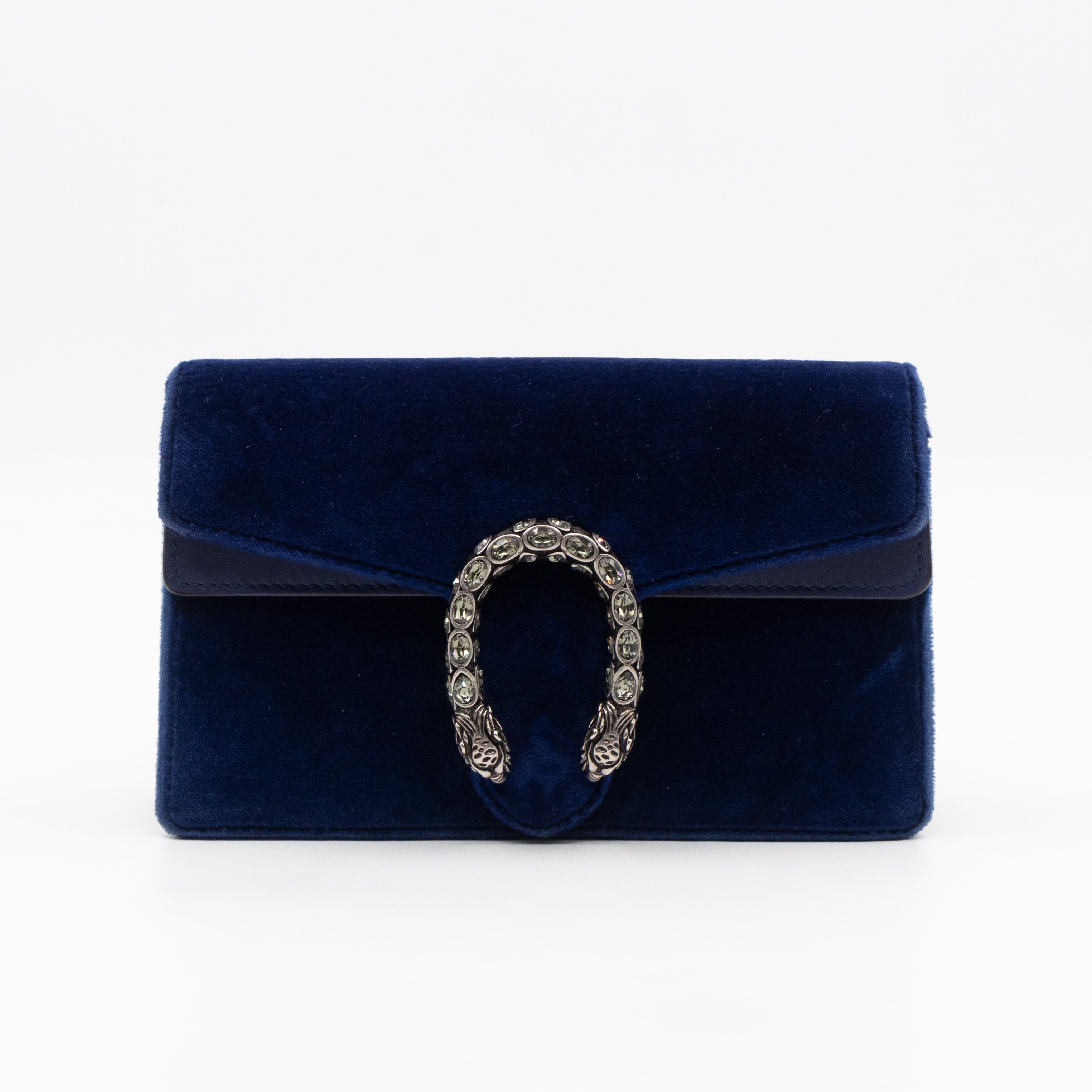 Dionysus Super Mini Blue Velvet Leather