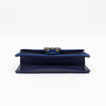 Dionysus Super Mini Blue Velvet Leather