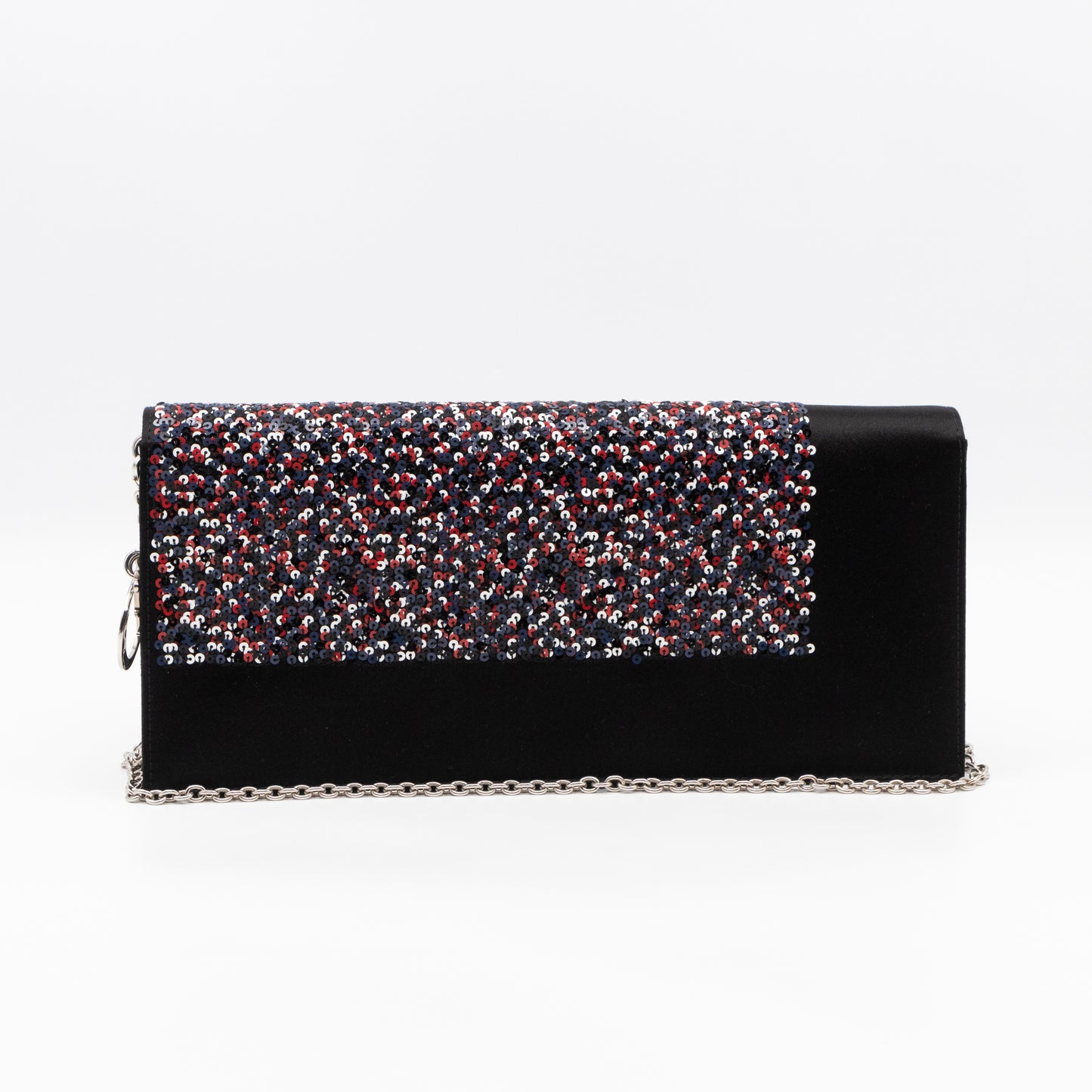 Lady Dior Chain Clutch Black Satin & Sequins