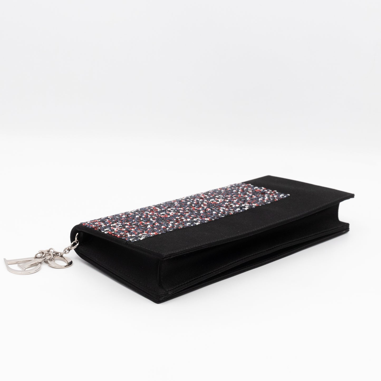 Lady Dior Chain Clutch Black Satin & Sequins