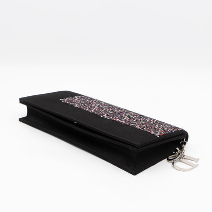 Lady Dior Chain Clutch Black Satin & Sequins