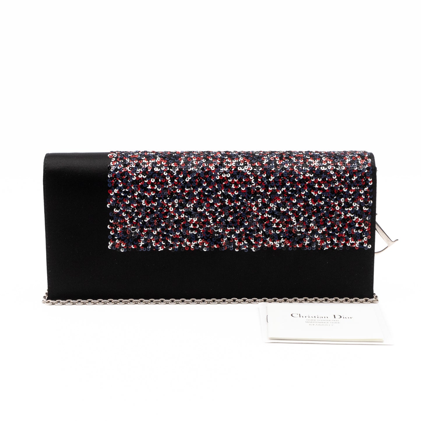 Lady Dior Chain Clutch Black Satin & Sequins