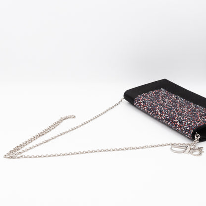 Lady Dior Chain Clutch Black Satin & Sequins