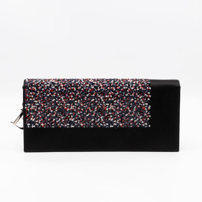 Lady Dior Chain Clutch Black Satin & Sequins