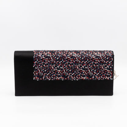 Lady Dior Chain Clutch Black Satin & Sequins