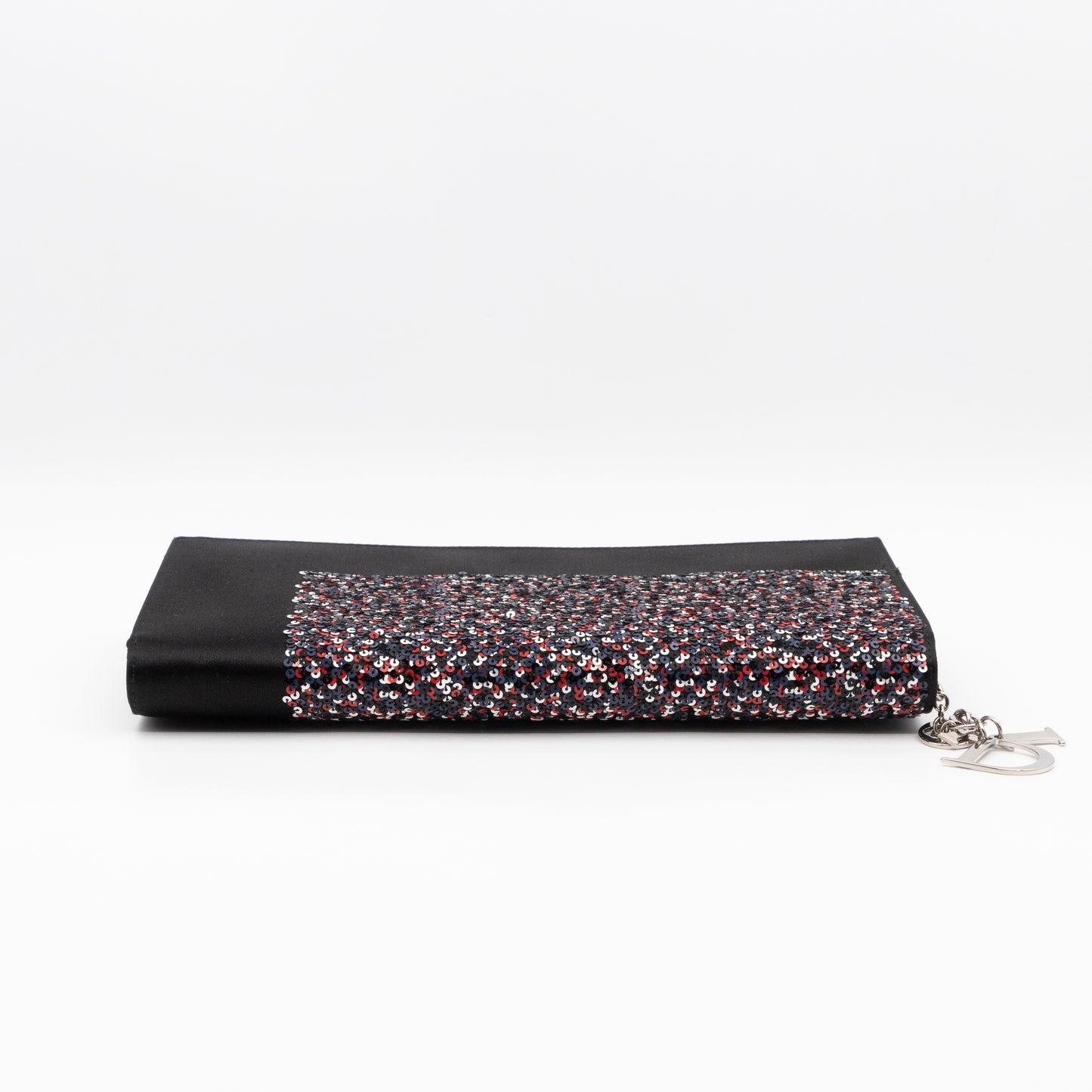 Lady Dior Chain Clutch Black Satin & Sequins