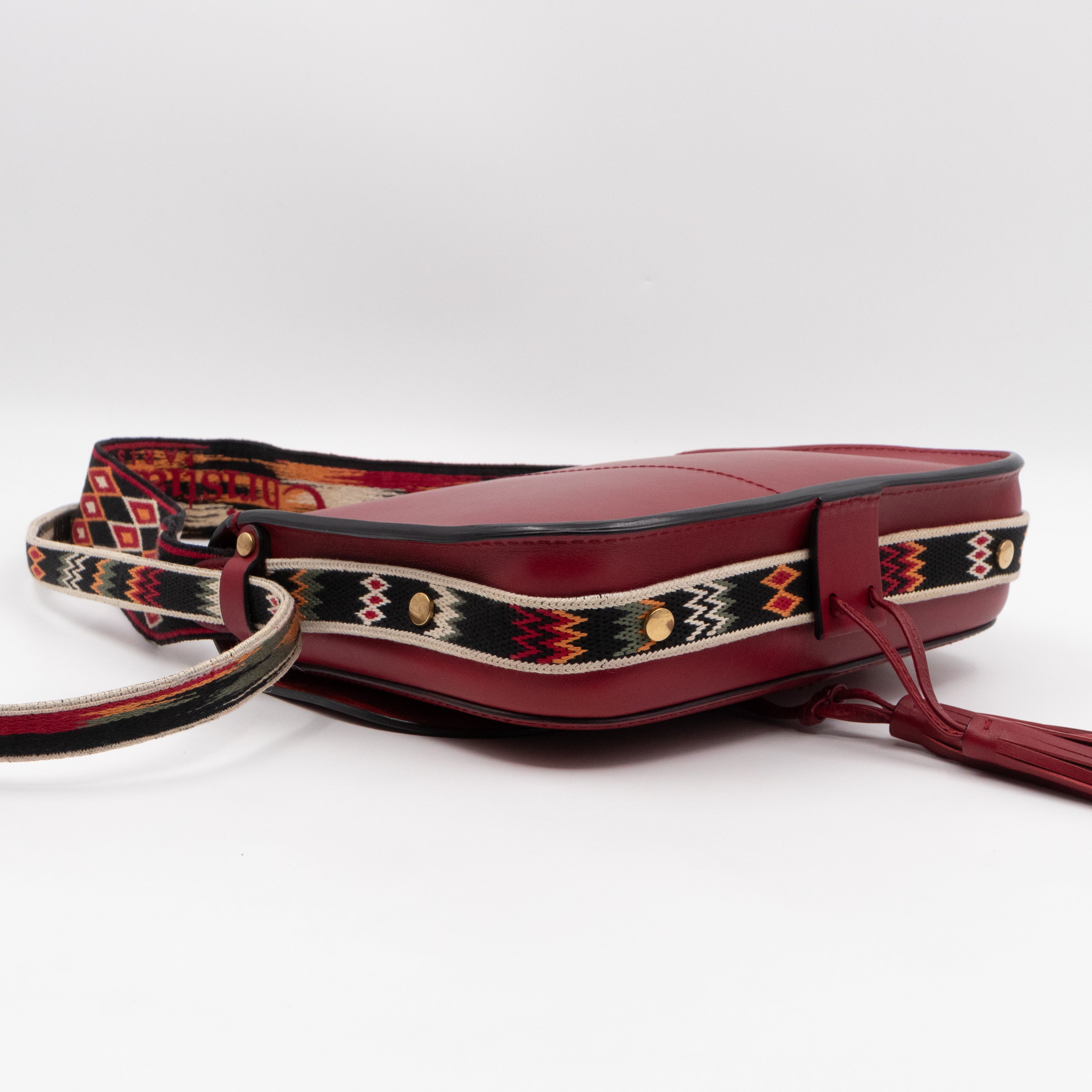 DioRodeo Flap Bag Burgundy Leather