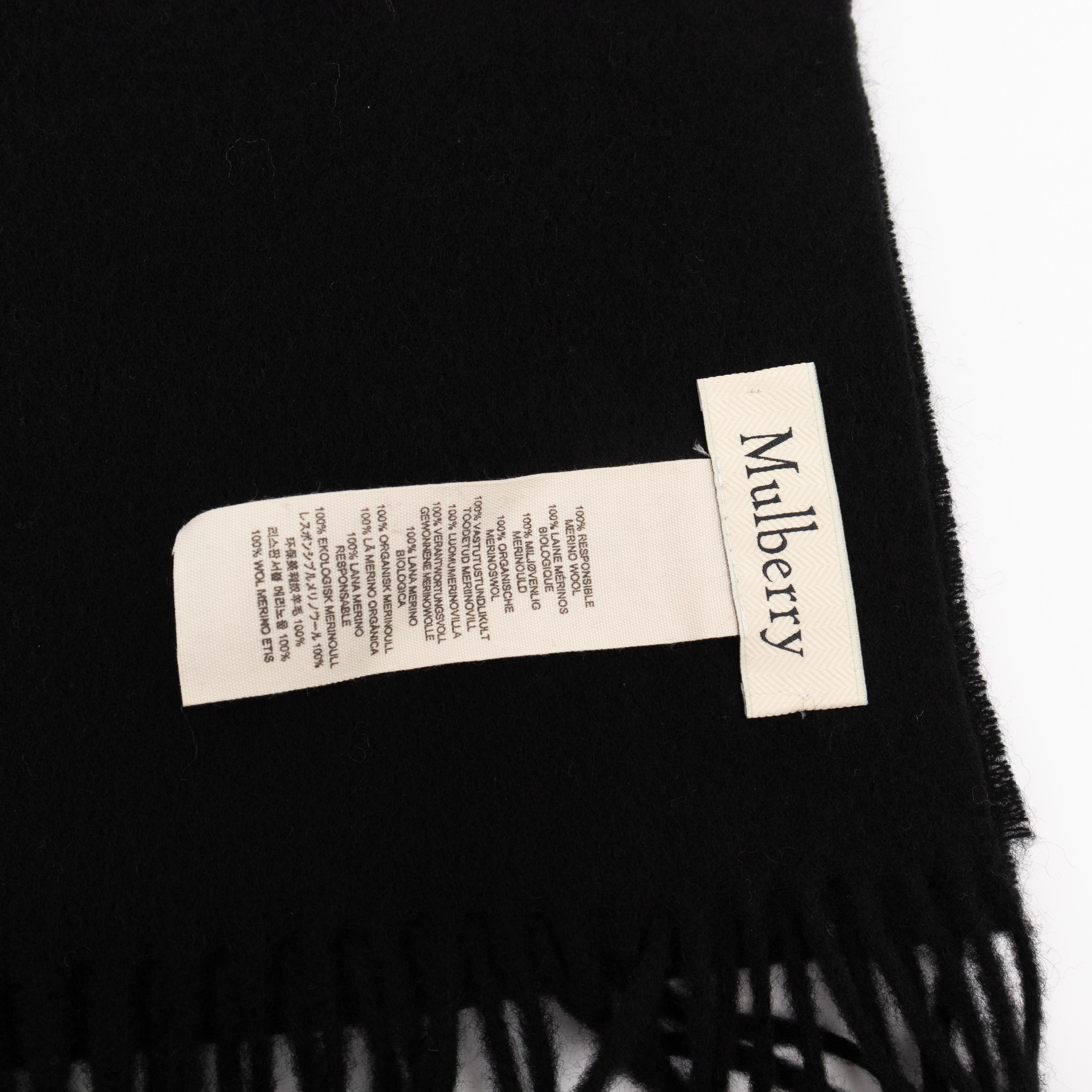 Small Solid Scarf Black Merino Wool