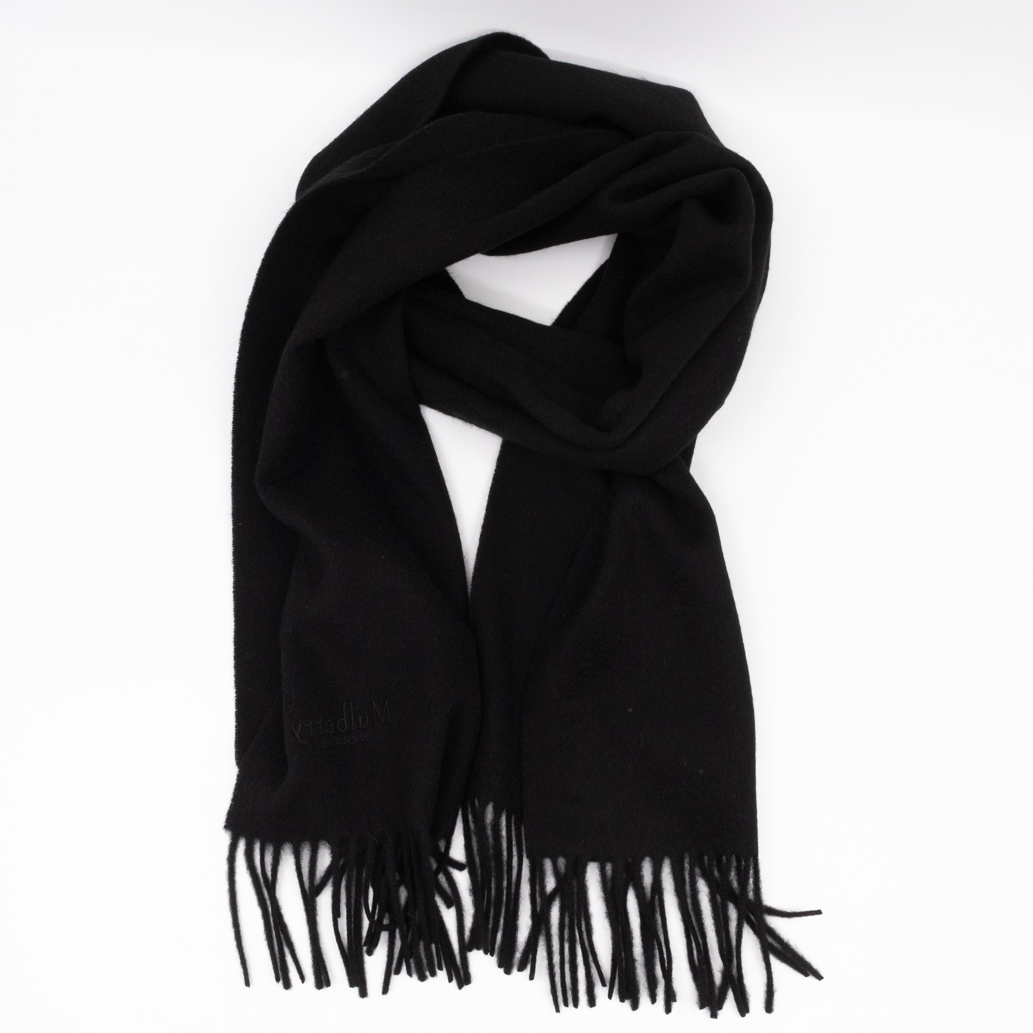 Small Solid Scarf Black Merino Wool