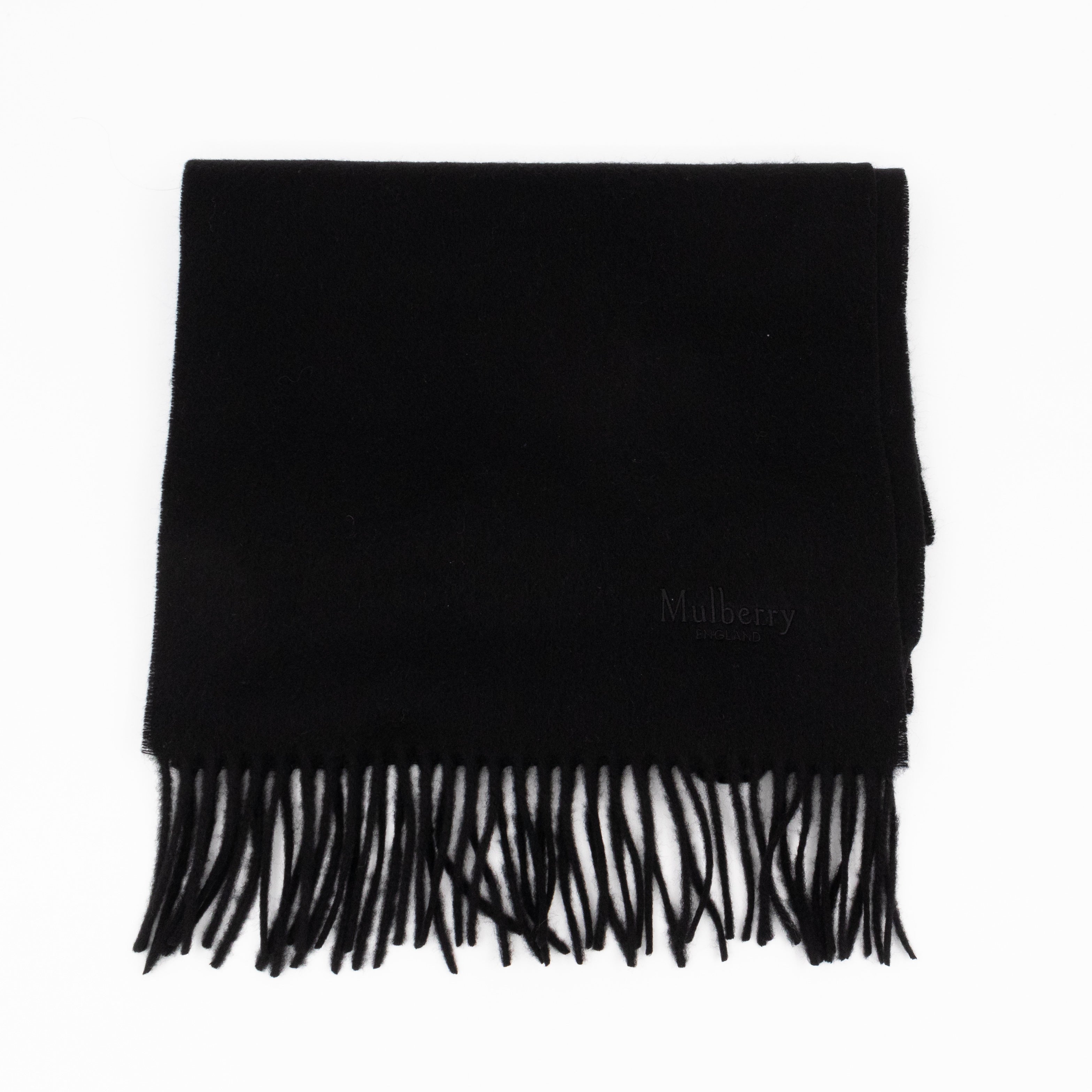 Small Solid Scarf Black Merino Wool