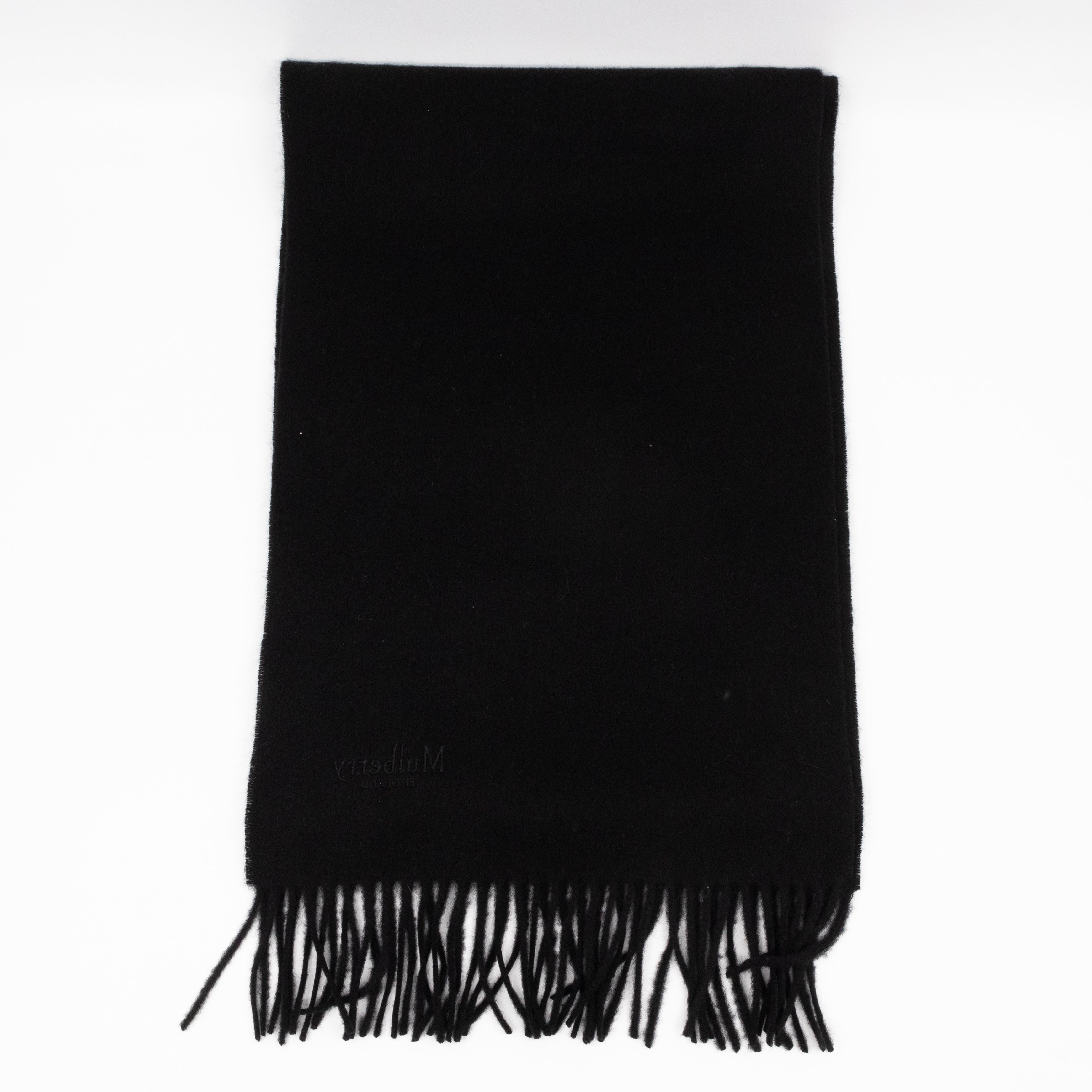 Small Solid Scarf Black Merino Wool