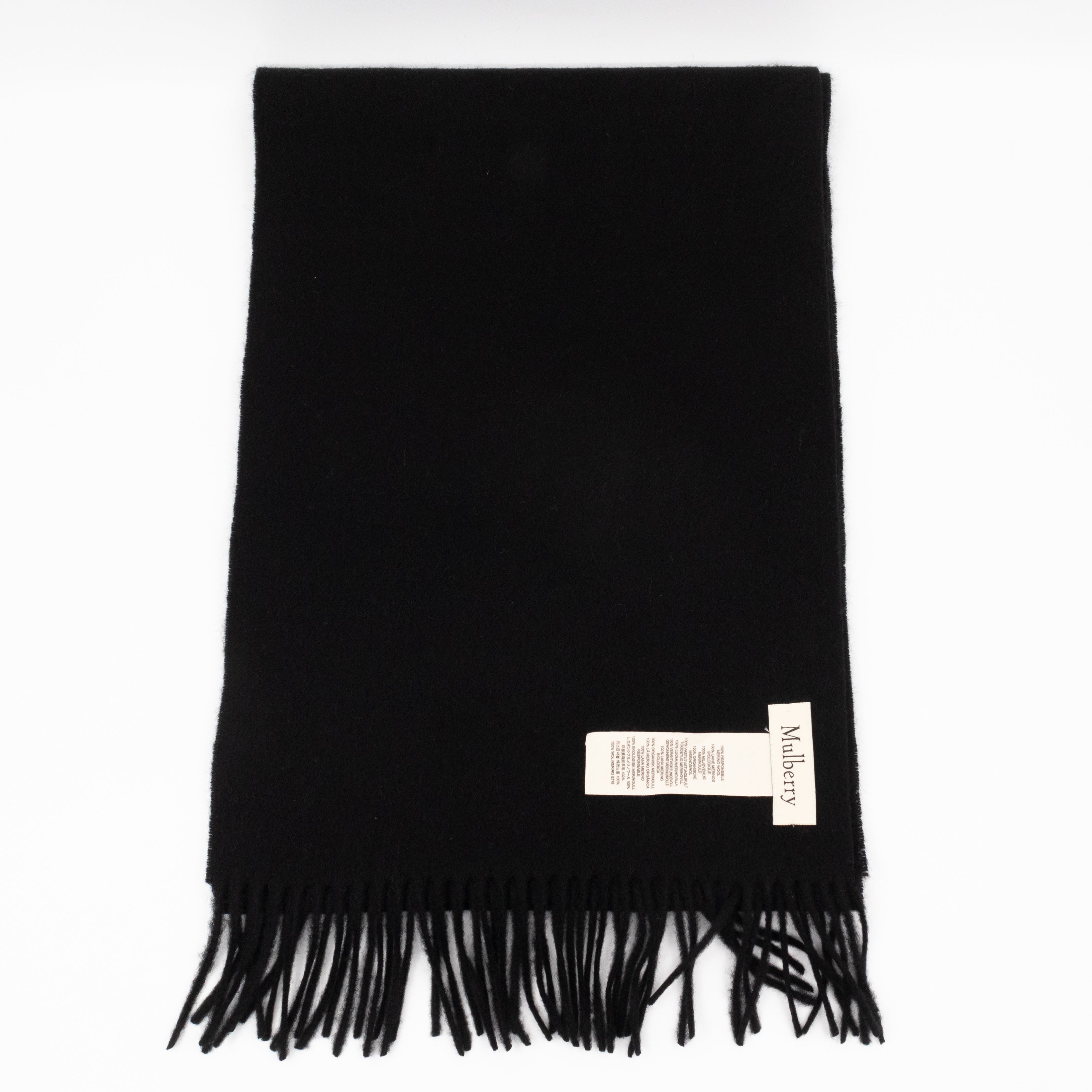 Small Solid Scarf Black Merino Wool