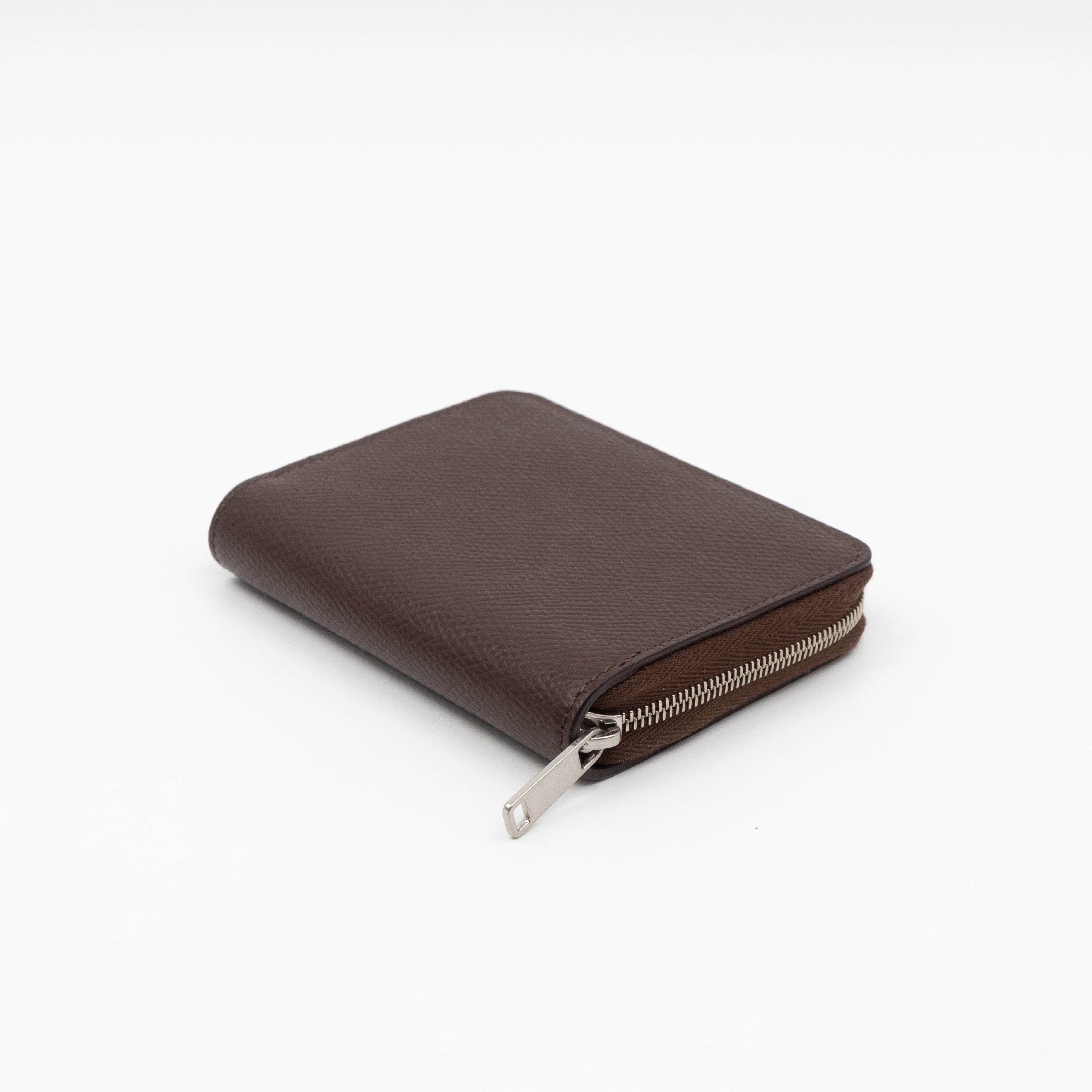 Zip Around Coin Purse Brown Calfskin Leather