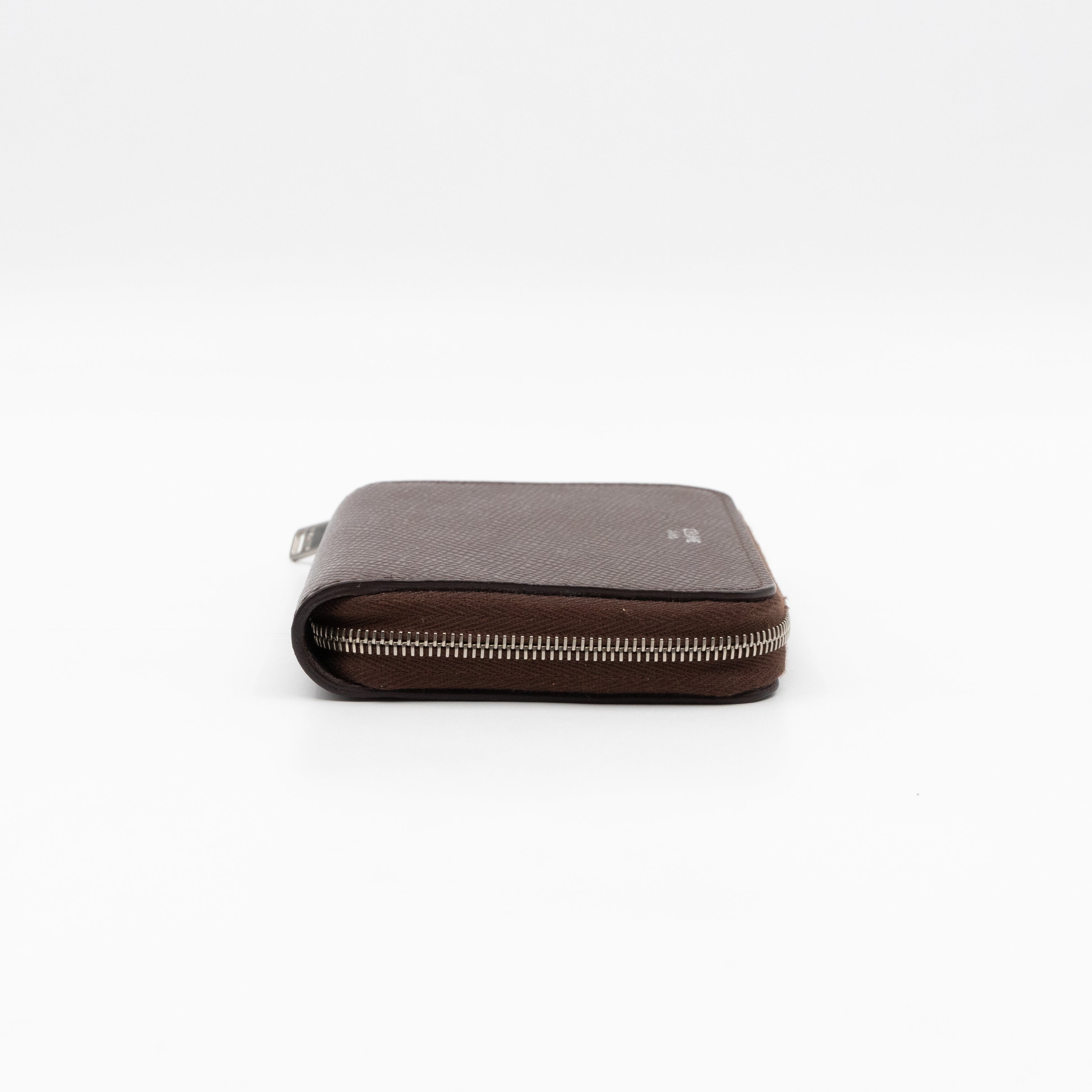 Zip Around Coin Purse Brown Calfskin Leather