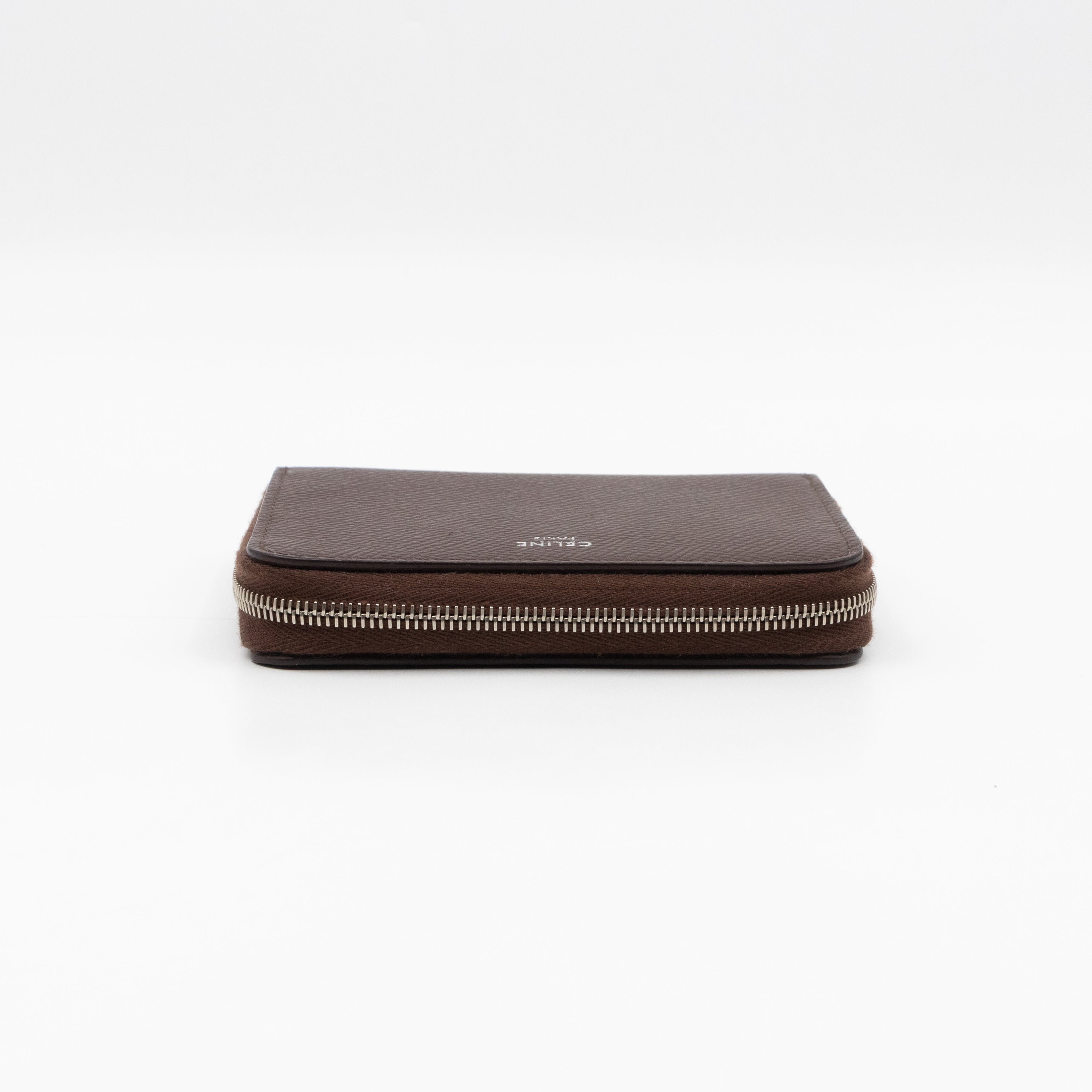 Zip Around Coin Purse Brown Calfskin Leather