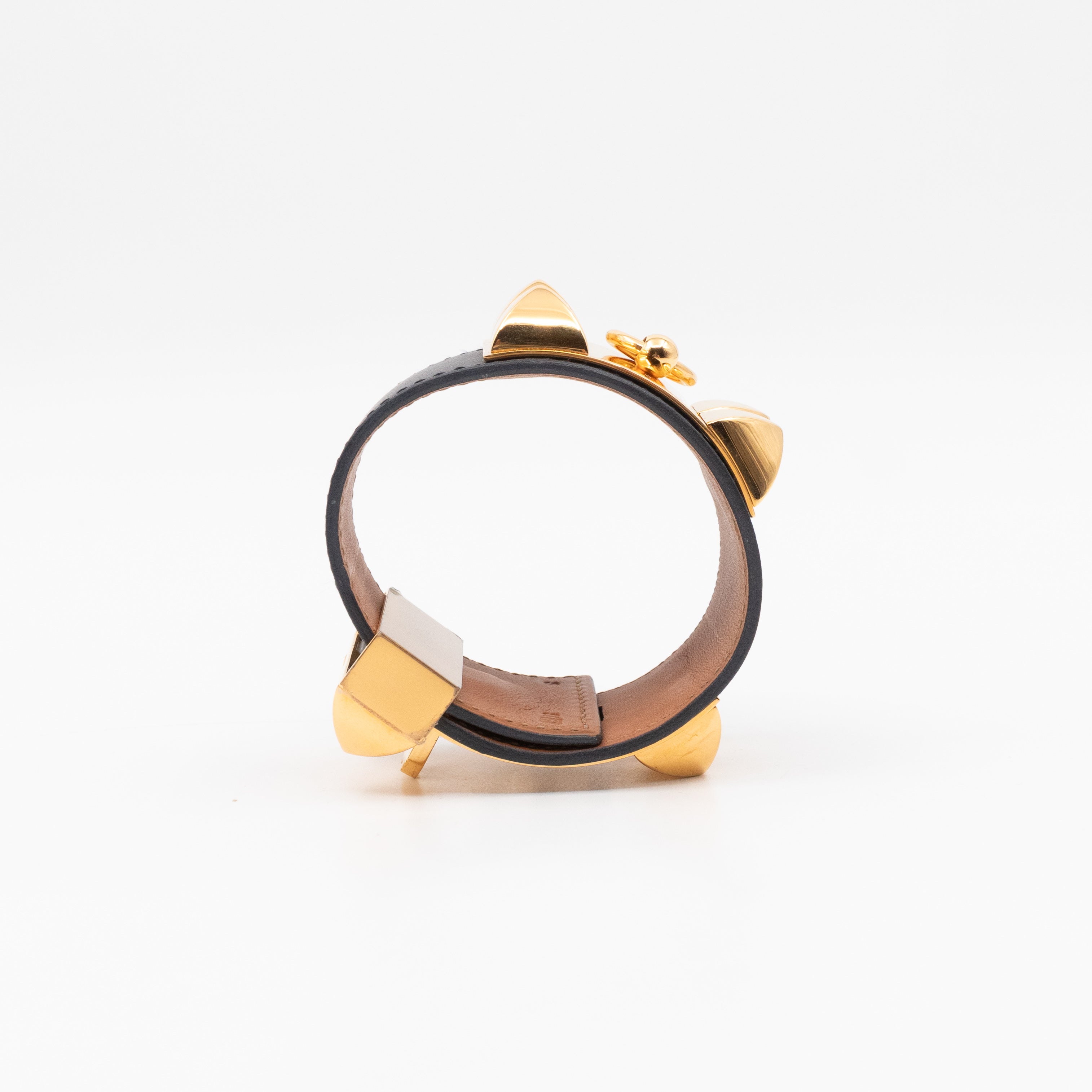 Collier de Chien Bracelet Gold & Black Leather