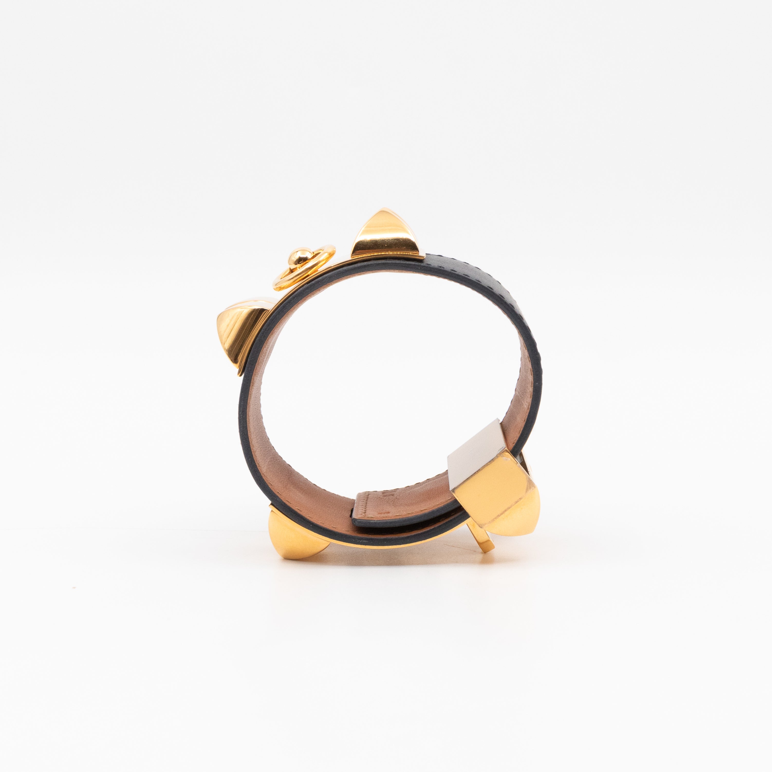 Collier de Chien Bracelet Gold & Black Leather