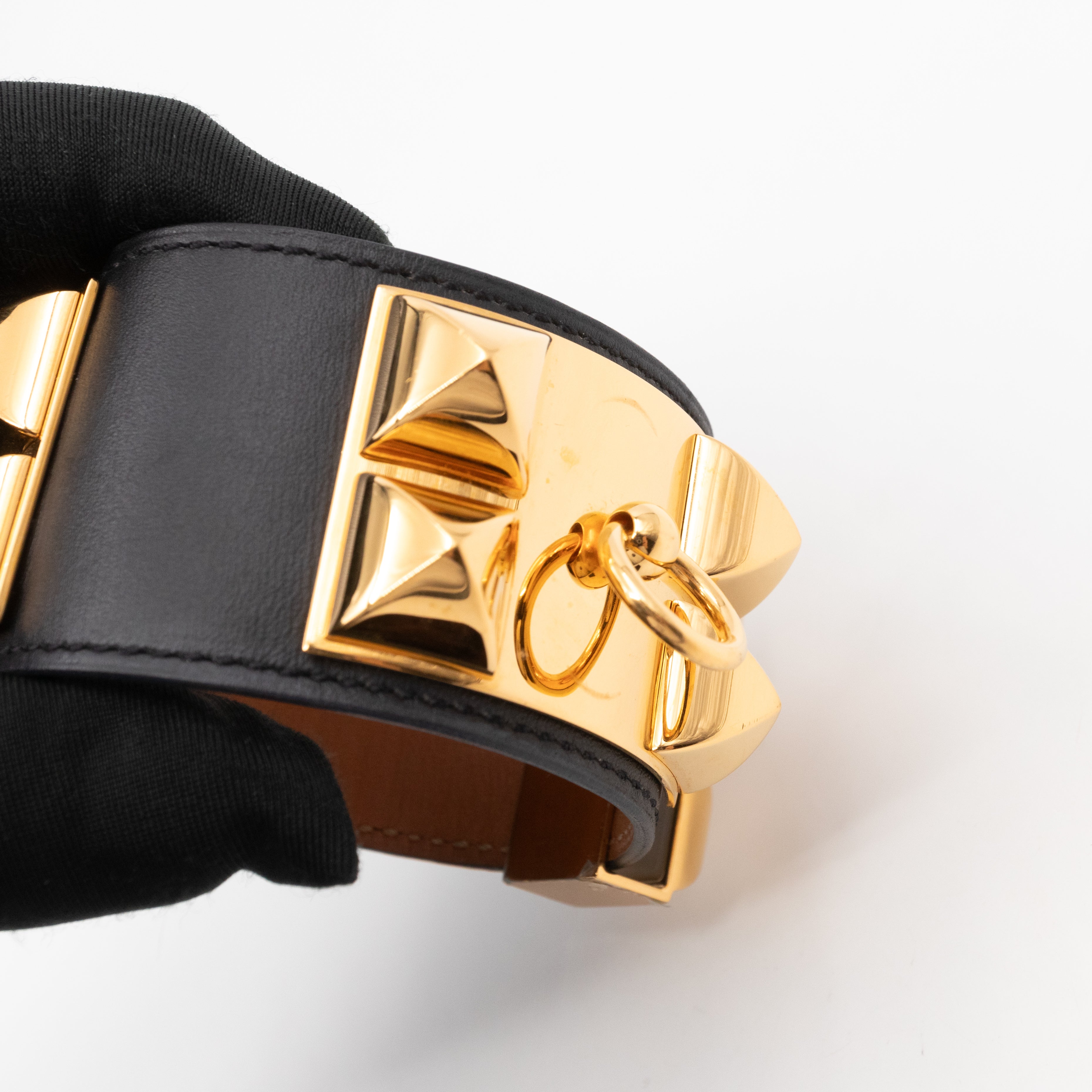 Collier de Chien Bracelet Gold & Black Leather