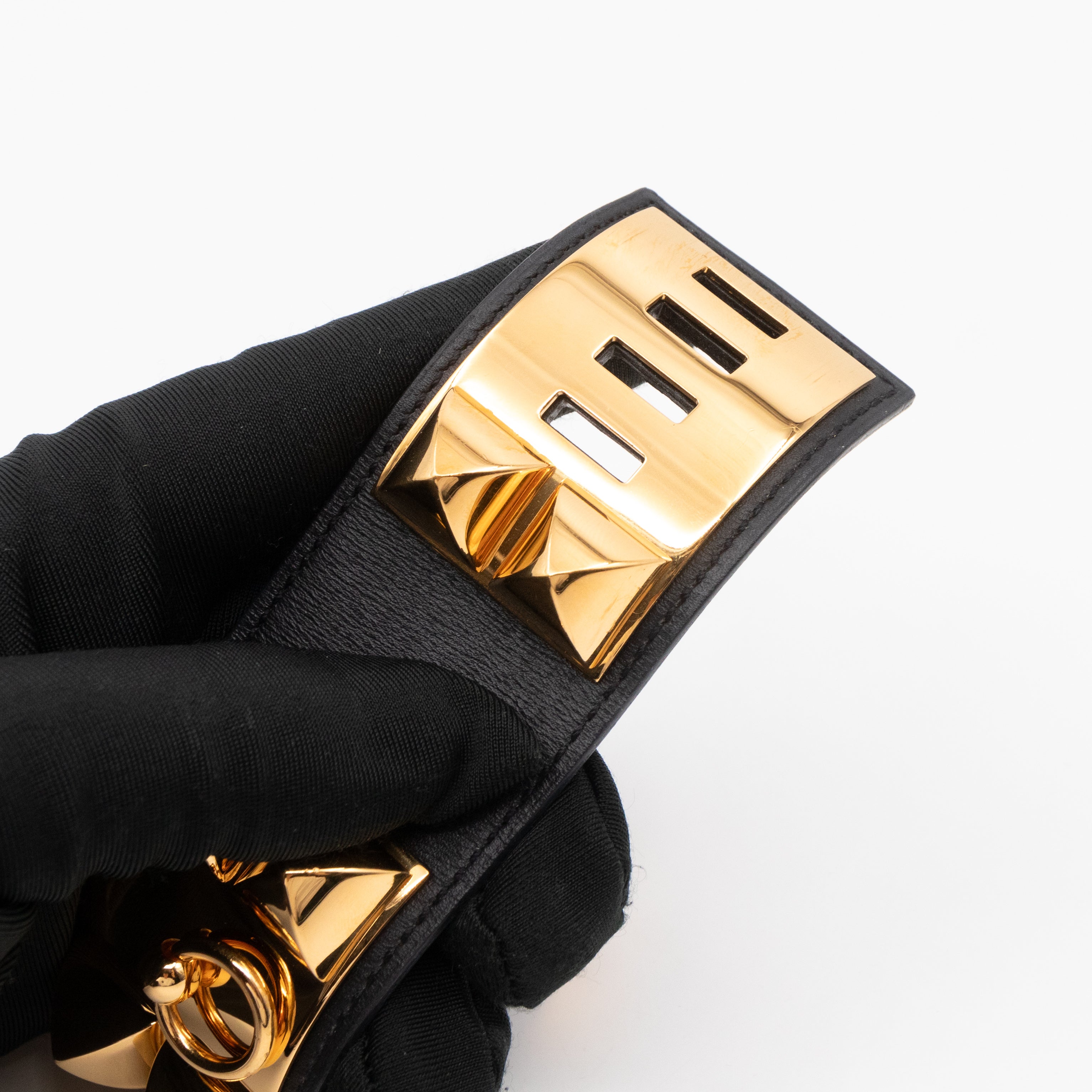 Collier de Chien Bracelet Gold & Black Leather