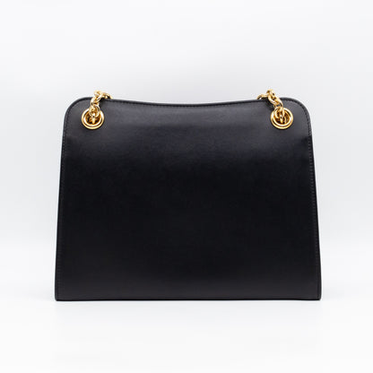 Zumi Chain Shoulder Bag Black Leather