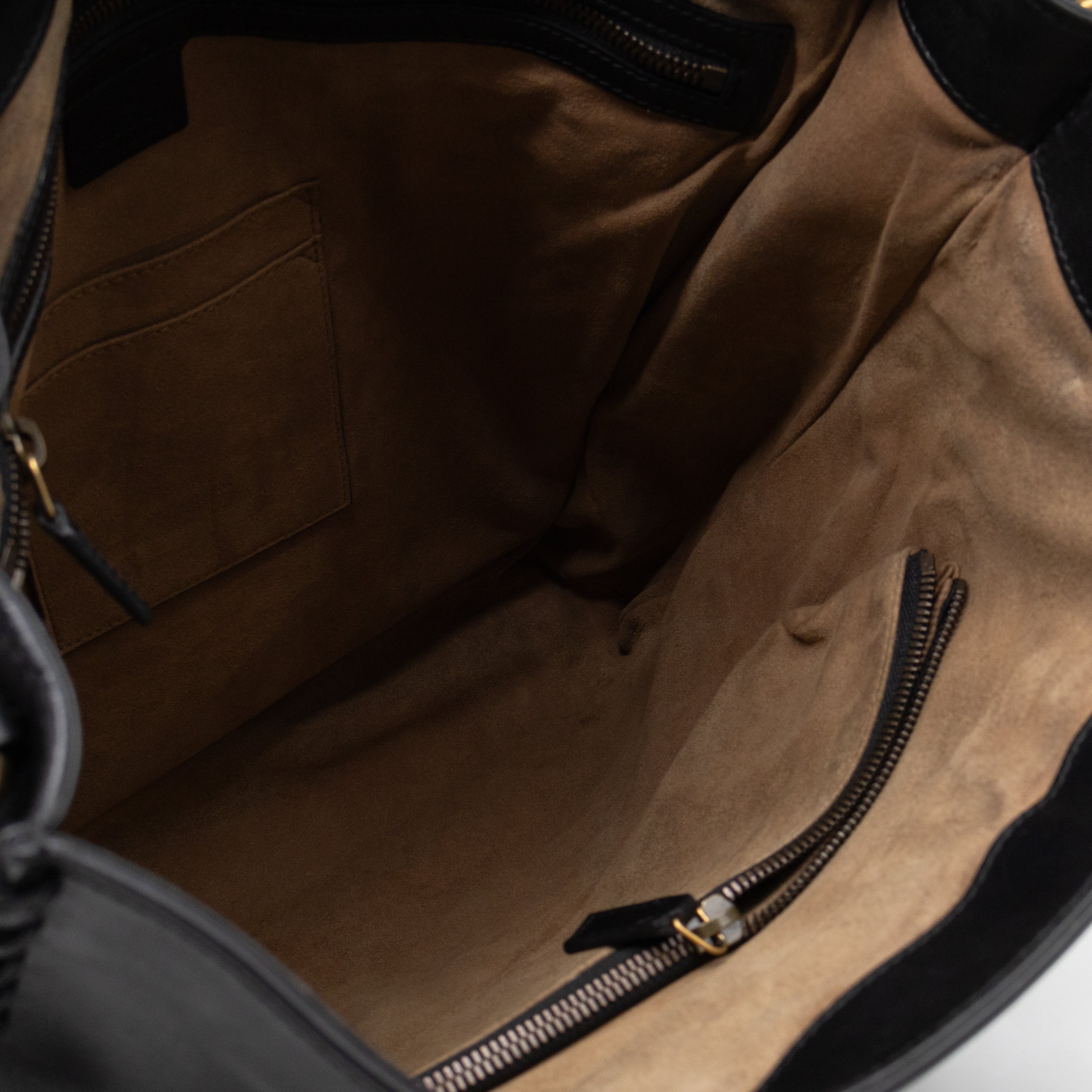Braided Detail Feline Shopper Bag Black Leather