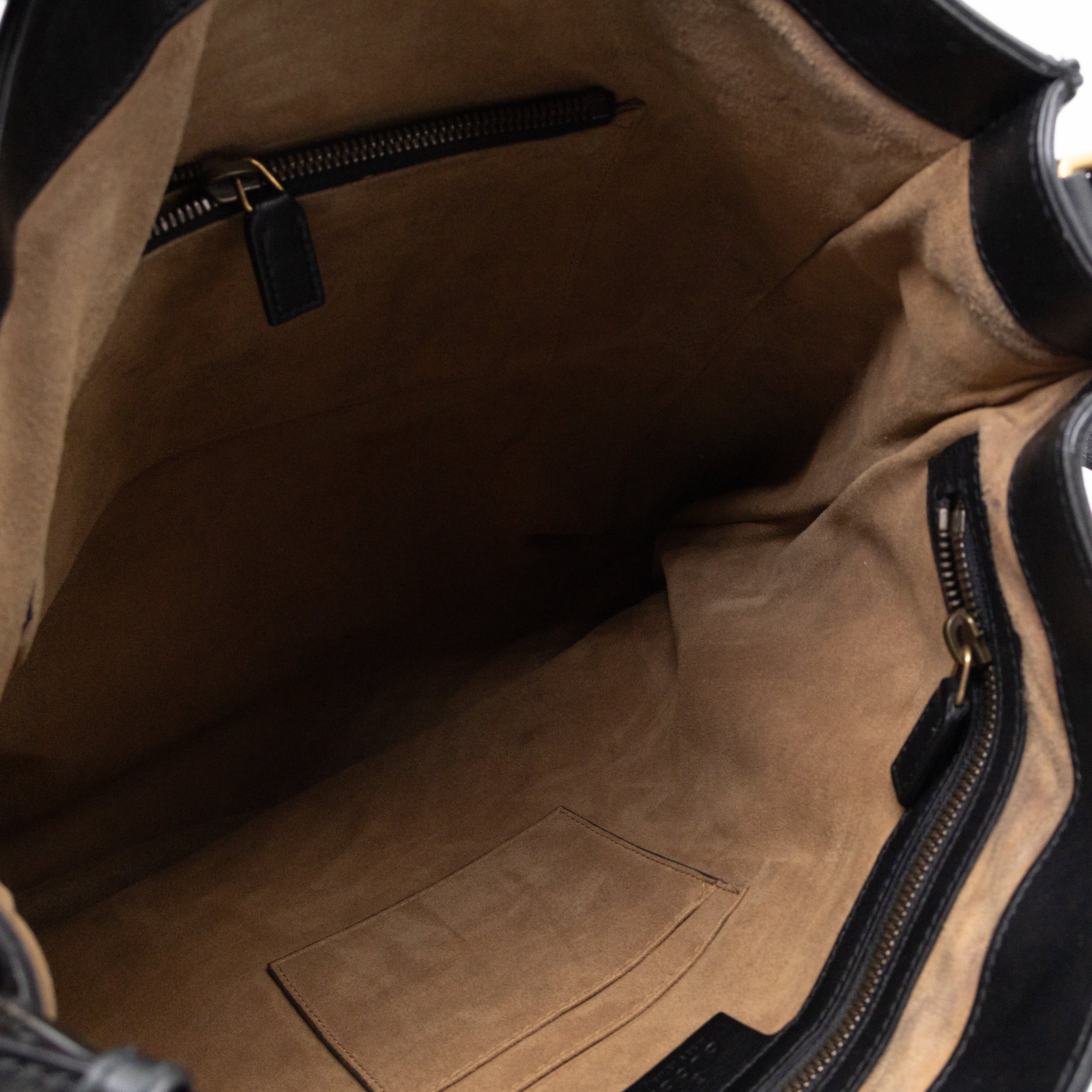 Braided Detail Feline Shopper Bag Black Leather