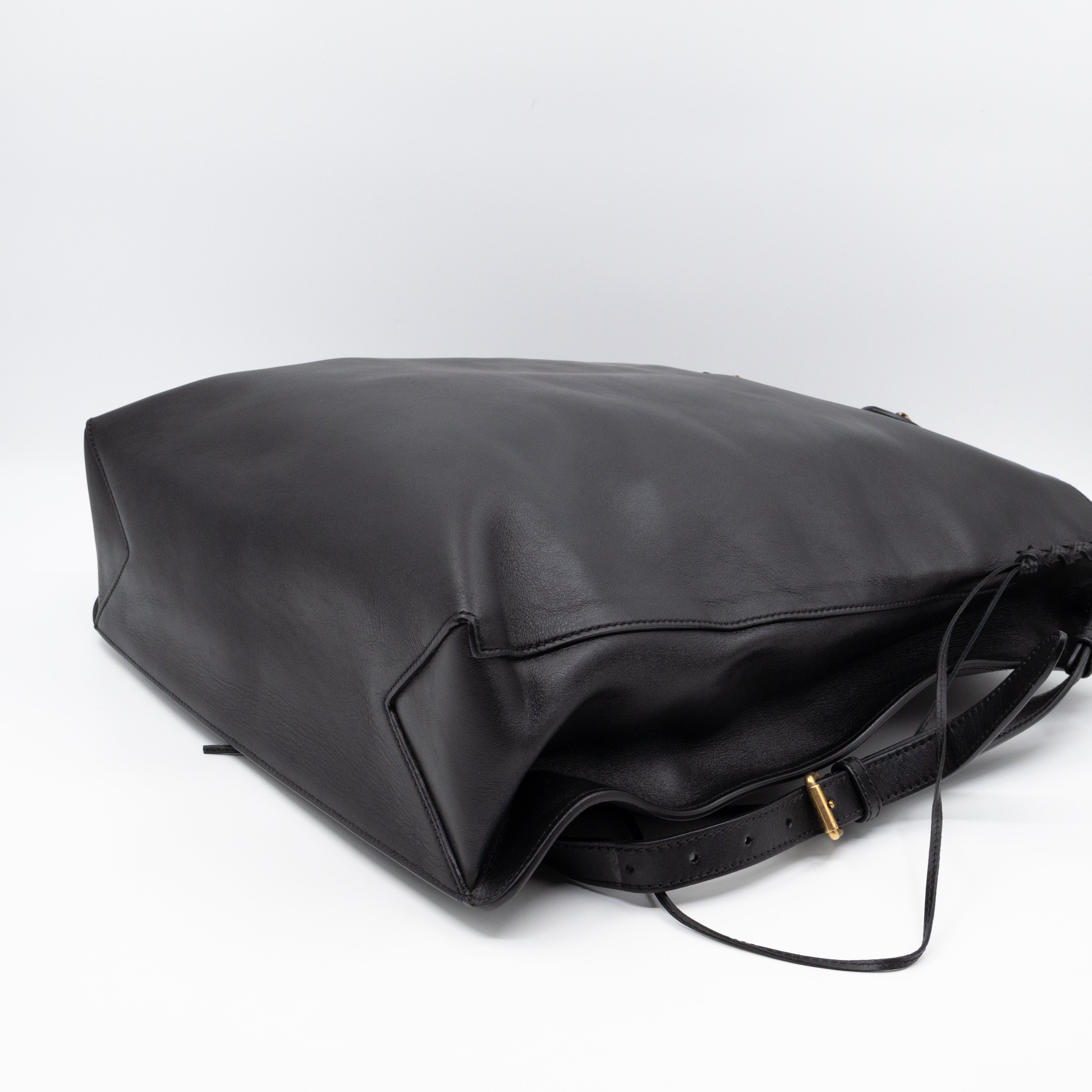Braided Detail Feline Shopper Bag Black Leather