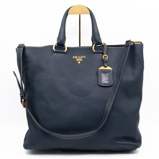 Shopper Tote Blue Leather