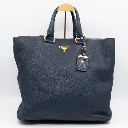 Shopper Tote Blue Leather