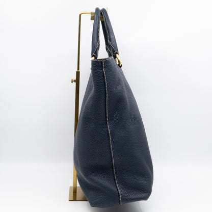 Shopper Tote Blue Leather
