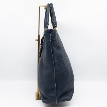 Shopper Tote Blue Leather