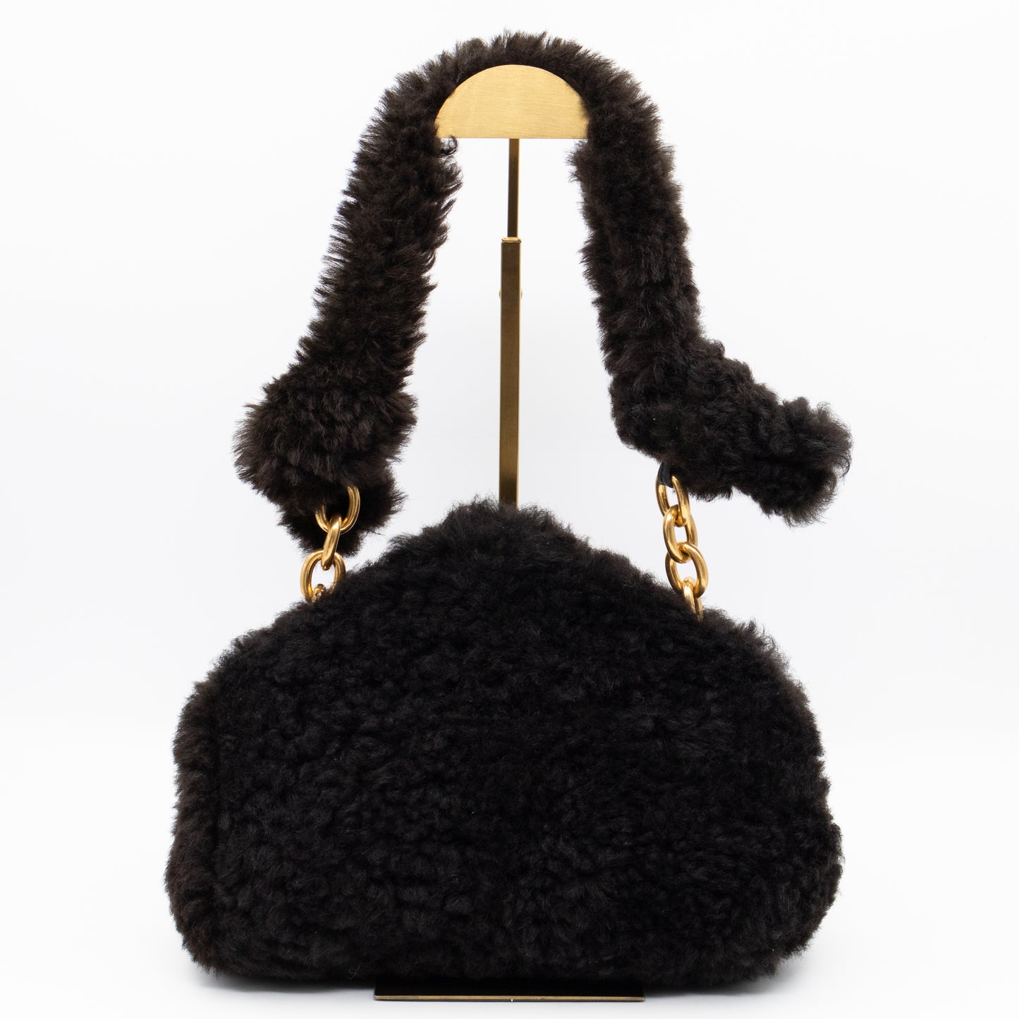 Tip Clutch Fondant Shoulder Bag Brown Shearling