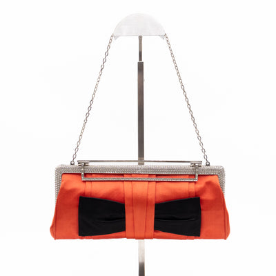 Crystal Satin Evening Clutch Bag Red Satin