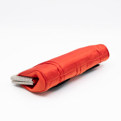 Crystal Satin Evening Clutch Bag Red Satin