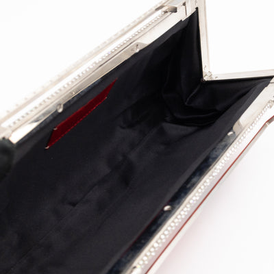 Crystal Satin Evening Clutch Bag Red Satin