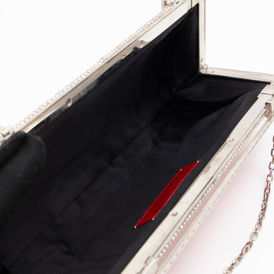 Crystal Satin Evening Clutch Bag Red Satin