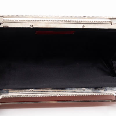 Crystal Satin Evening Clutch Bag Red Satin
