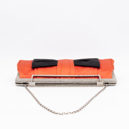 Crystal Satin Evening Clutch Bag Red Satin