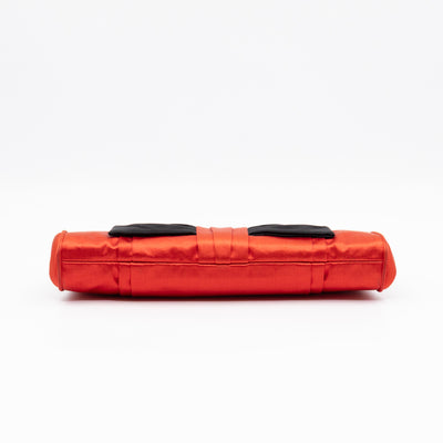 Crystal Satin Evening Clutch Bag Red Satin