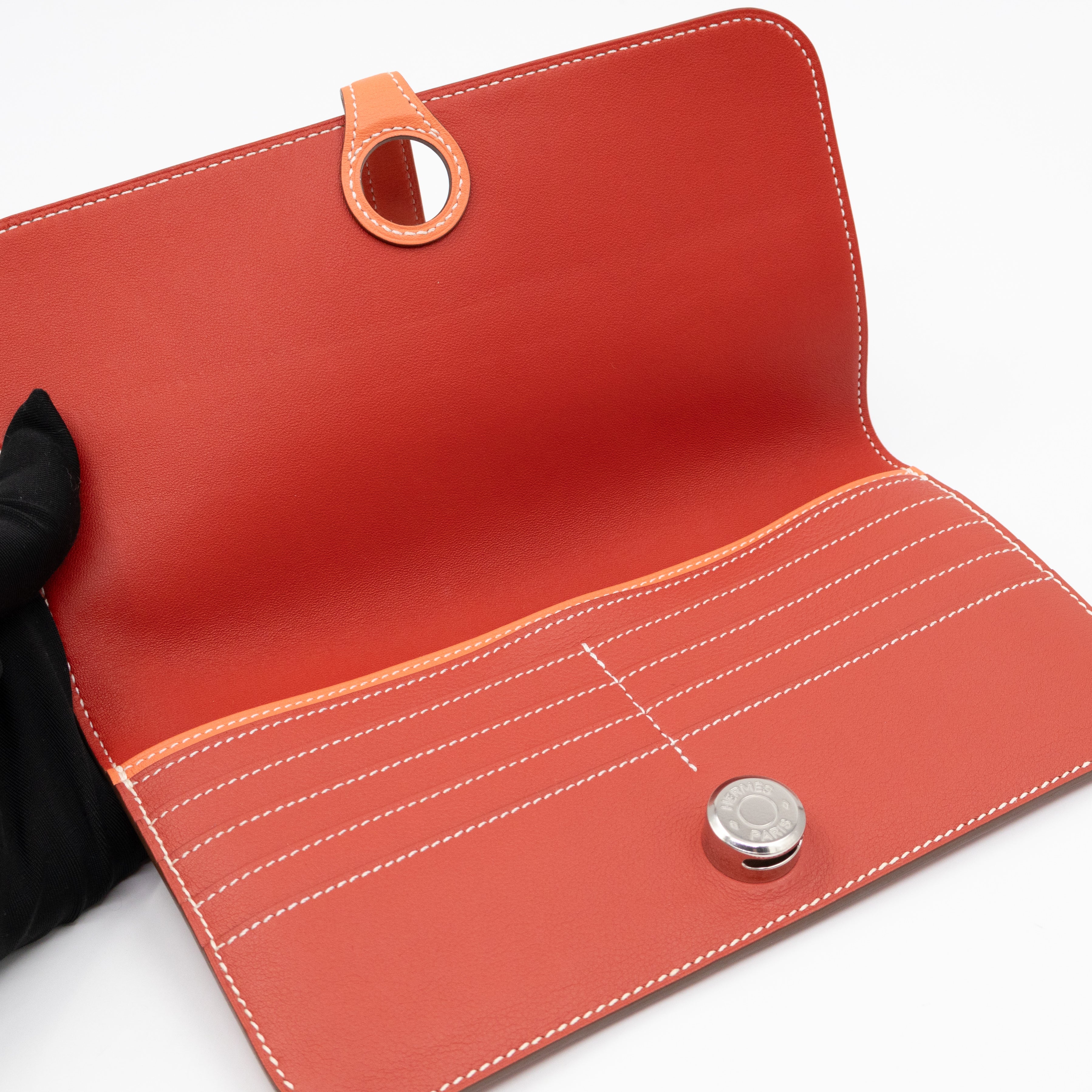 Dogon Long Wallet Sanguine Crevette Leather