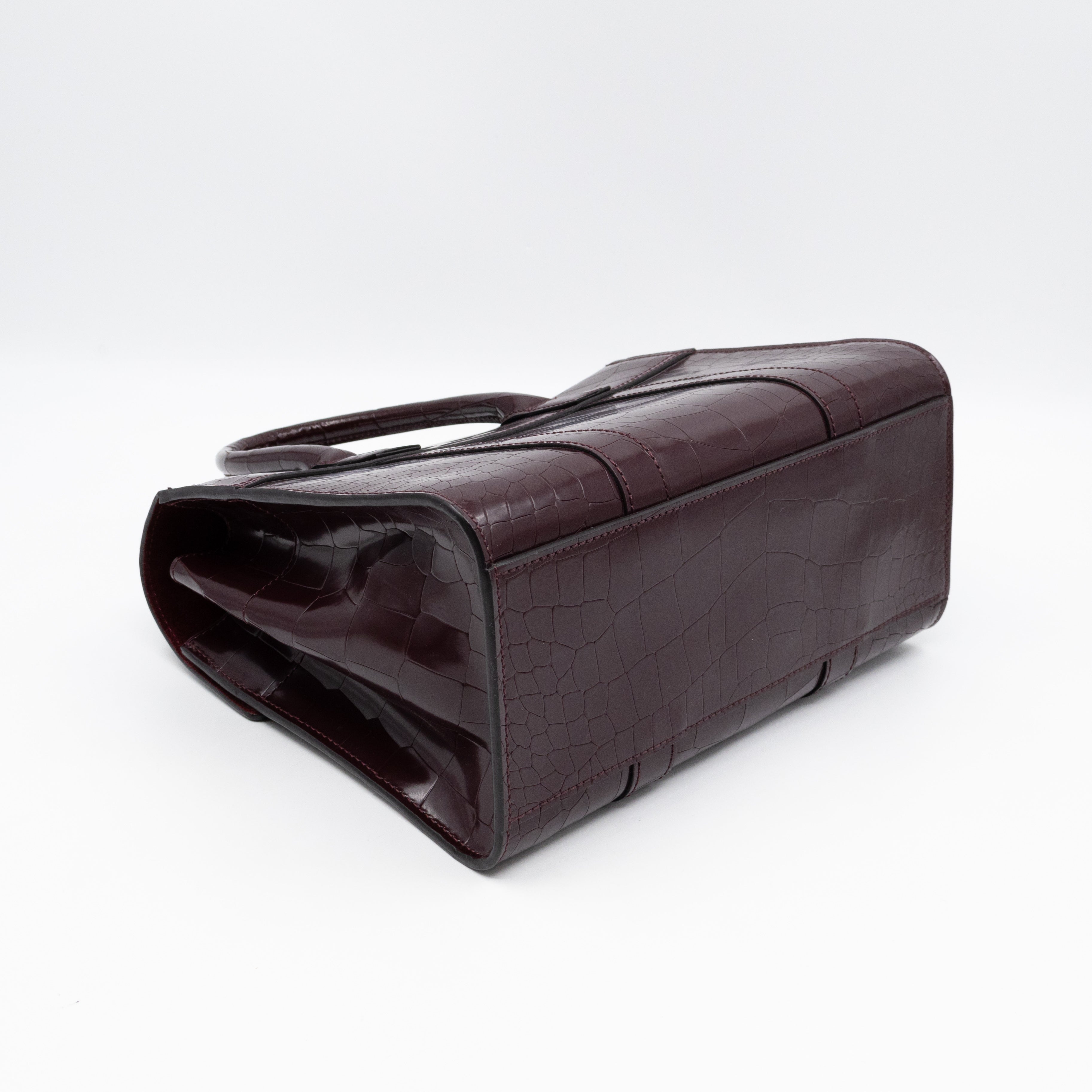 Small Bayswater Oxblood Polished Croc Embossed Leather