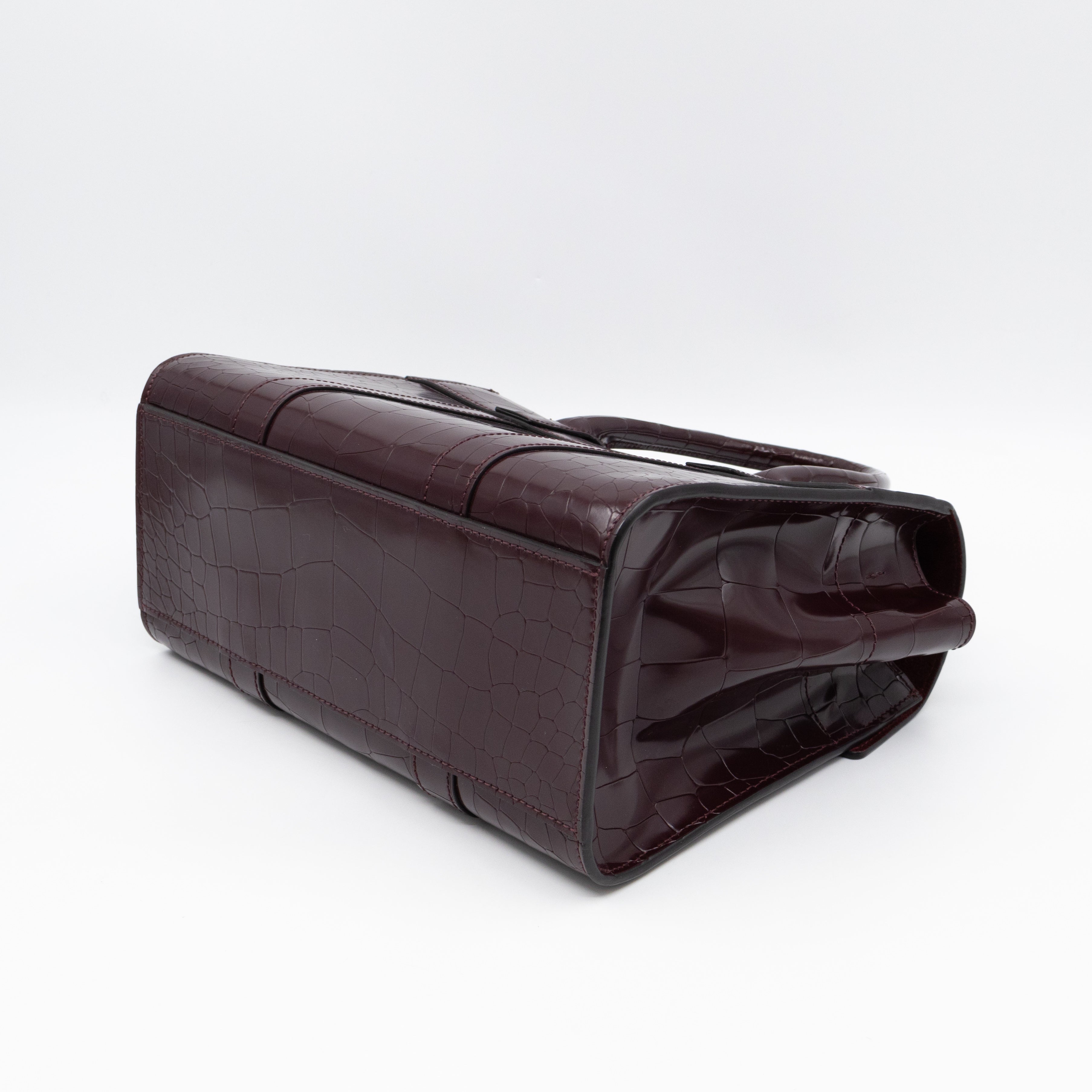 Small Bayswater Oxblood Polished Croc Embossed Leather
