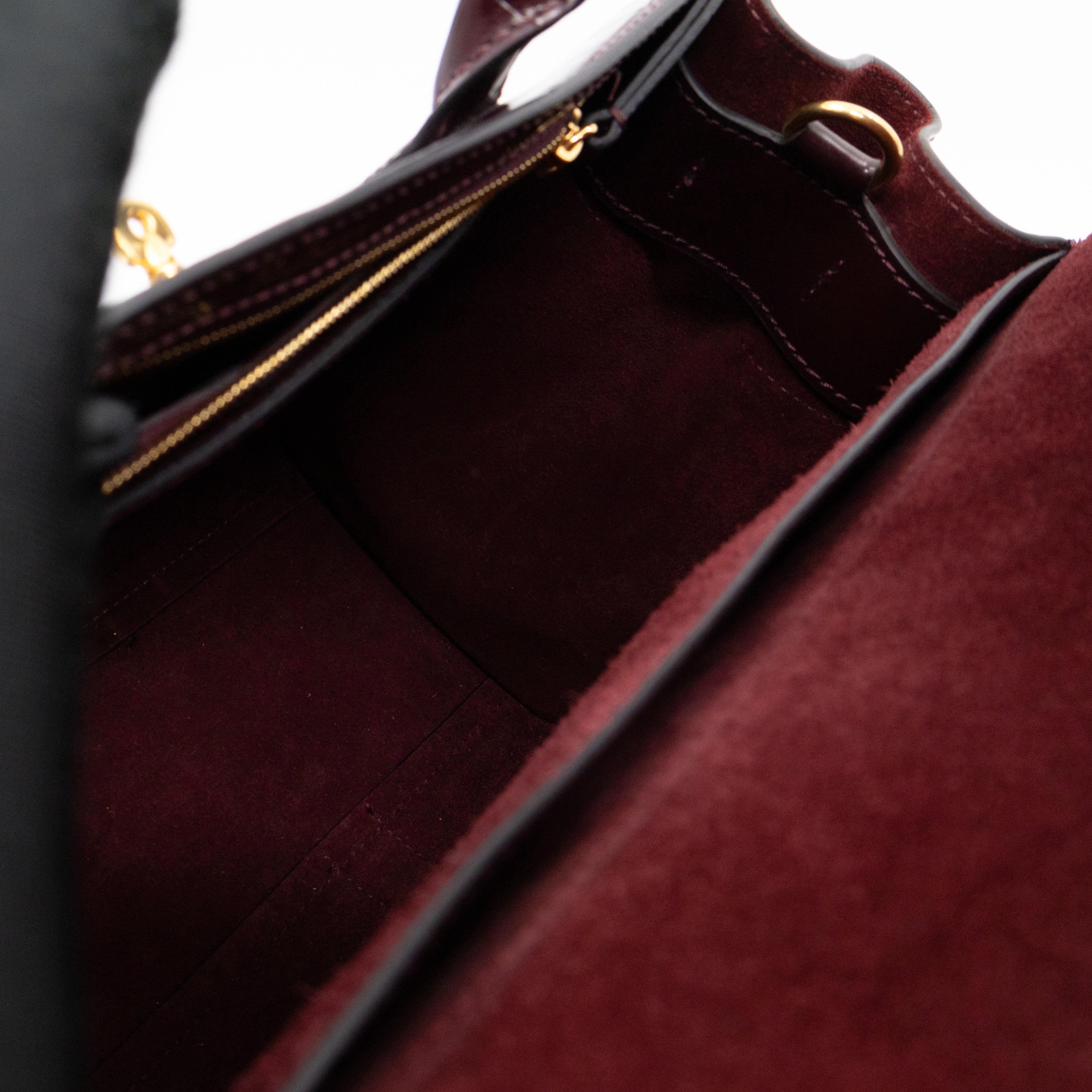 Small Bayswater Oxblood Polished Croc Embossed Leather