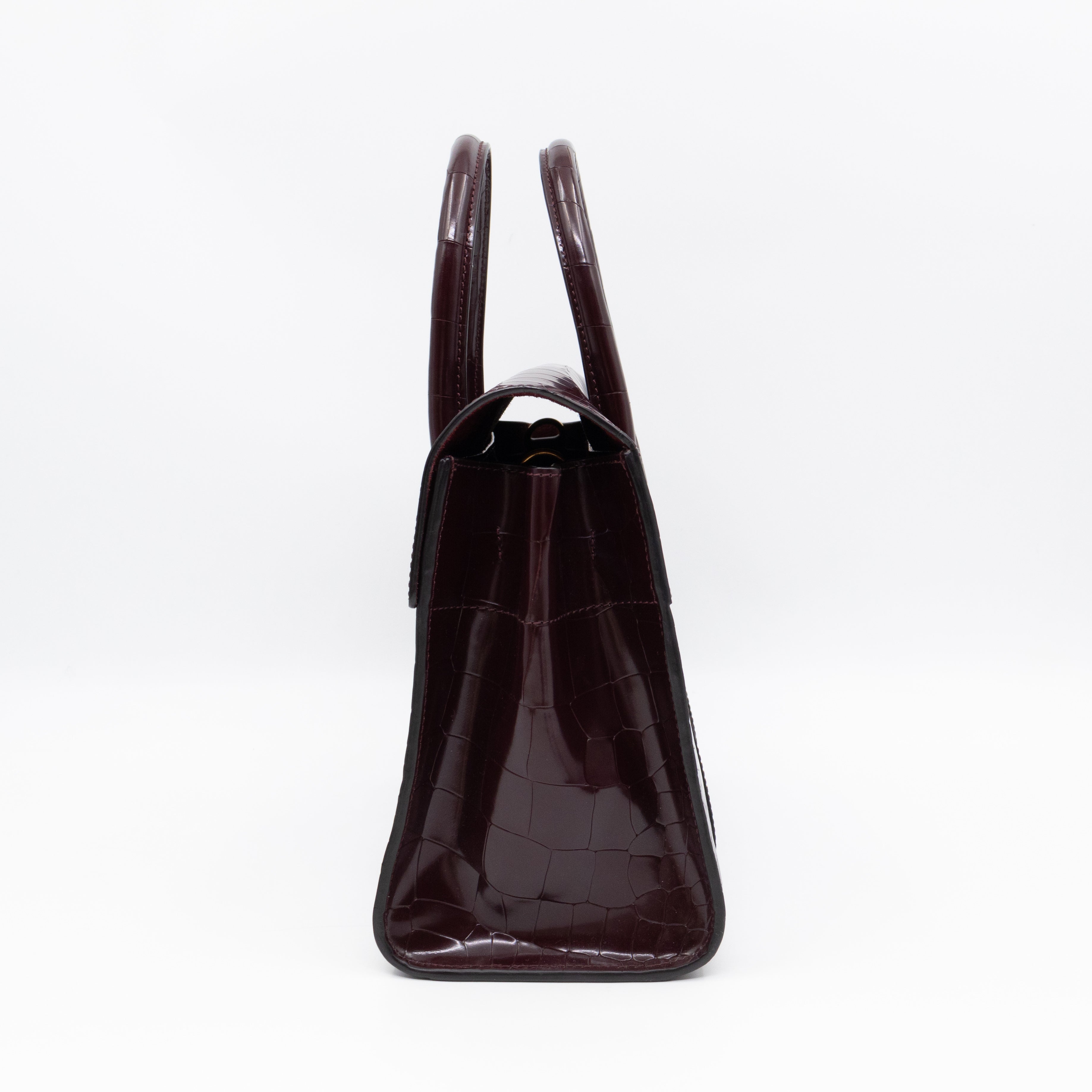 Small Bayswater Oxblood Polished Croc Embossed Leather