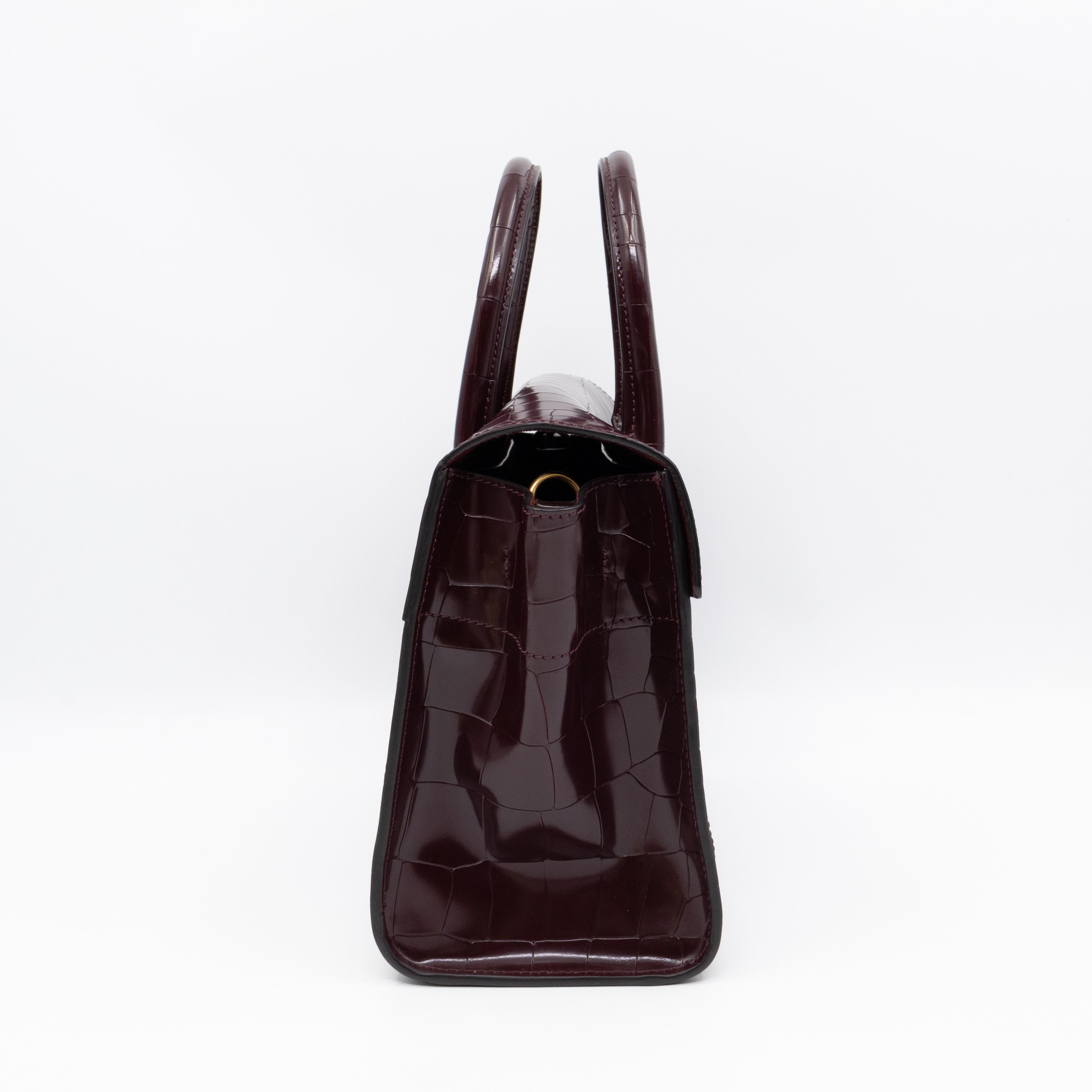Small Bayswater Oxblood Polished Croc Embossed Leather